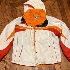 Columbia White and Orange Hooded Jacket